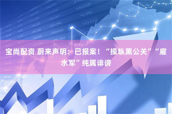 宝尚配资 蔚来声明：已报案！“操纵黑公关”“雇水军”纯属诽谤